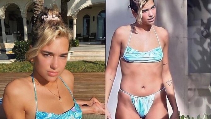Dua Lipa’nın İnstagram’a attığı fotoğrafla gerçek hali takipçileri ikiye böldü. Sizce hangi hali daha güzel?