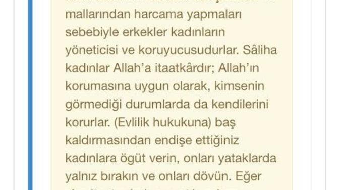 Allah burada kadınları dövün diyor dimi?