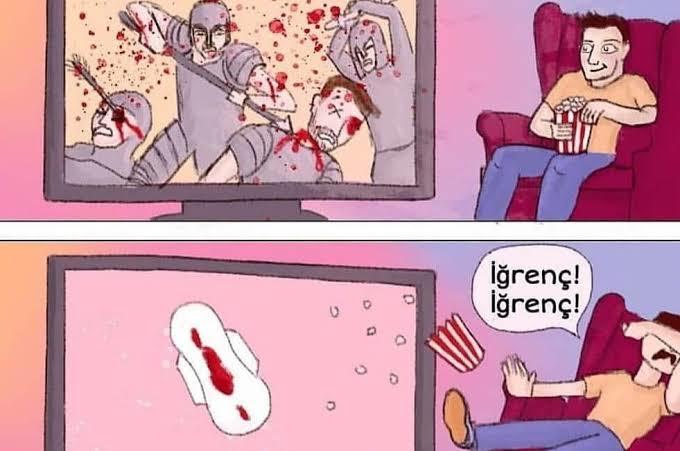 Filmlerde korku vahşet sahneleri izlerken regl olan kadınlara bakış açımız neden farklı geliyor?