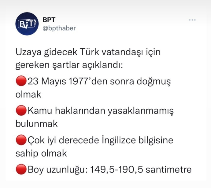 Uzaya gönderilecekler için şartlar belli oldu Uzaya gitmek ister misiniz?