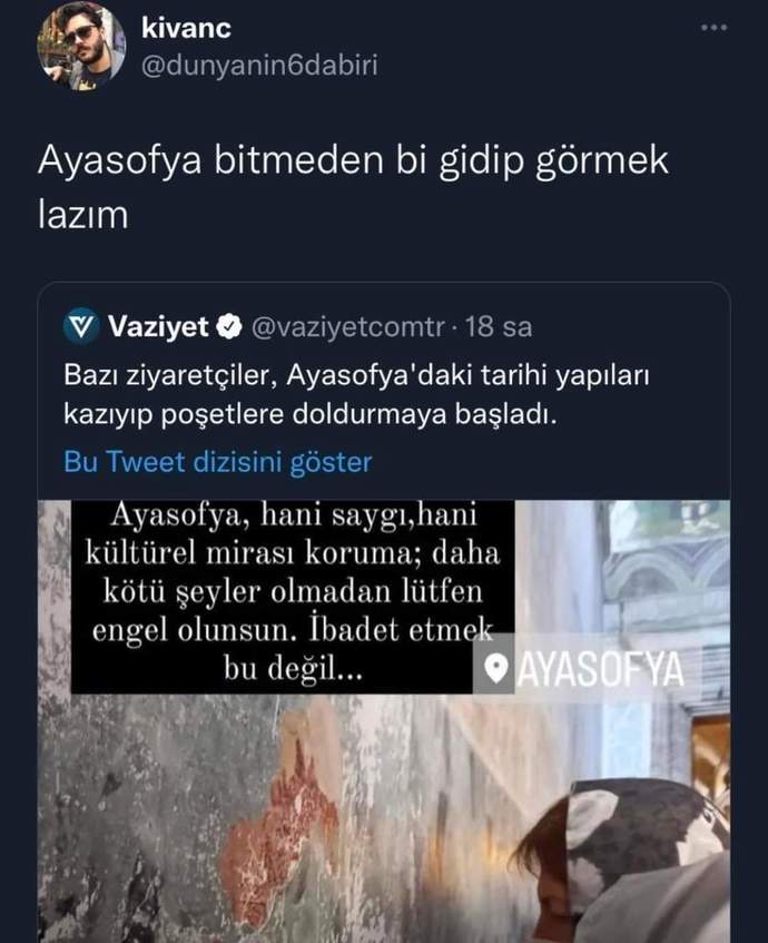 Ayasofyadaki tarihi yapıları kazıp poşetlere koyma iddiası sizce doğru mu?