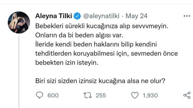 Aleyna Tilki:"Sevmeden önce bebekten izin alın" dedi. Sizce alınmalı mı?