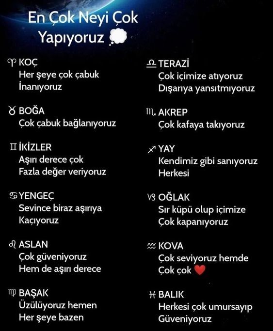 Burçlar en çok neyi çok yapıyor?