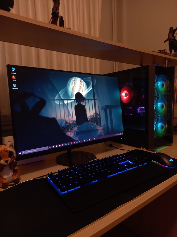 Monitör Asus, Klavye Steelseries, Mouse Asus, Kasa Skywalker, mouseped Steelseries
