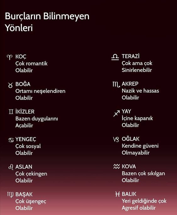Burçların bilinmeyen yönleri nelerdir?