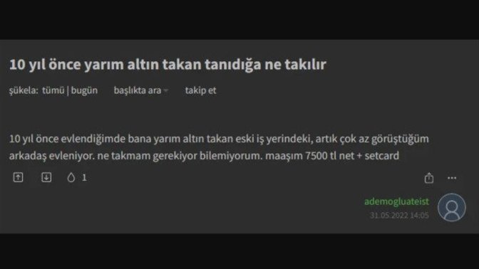 10 yıl önce yarım altın takan tanıdığa ne takılır?