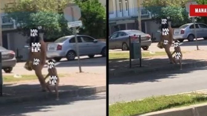 Bu kez Antalya'da yol ortasında çıplak yürüyen kadın ve çocuk! Ne düşünüyorsunuz?