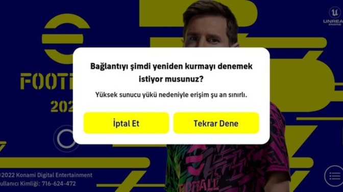PES Mobile'da bu bağlantı hatasını alıyorum, sorun nedir?