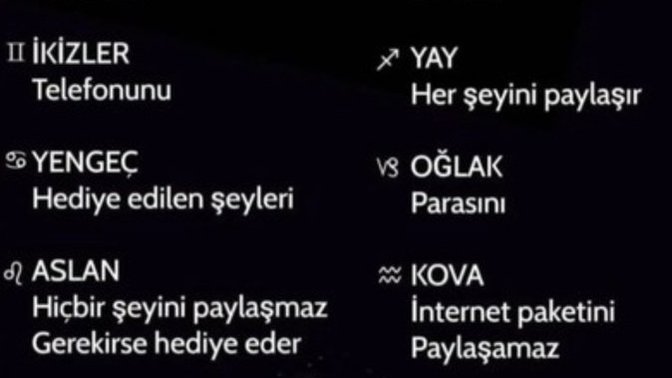 Burcuna göre neyi paylaşmayı sevmezsin?