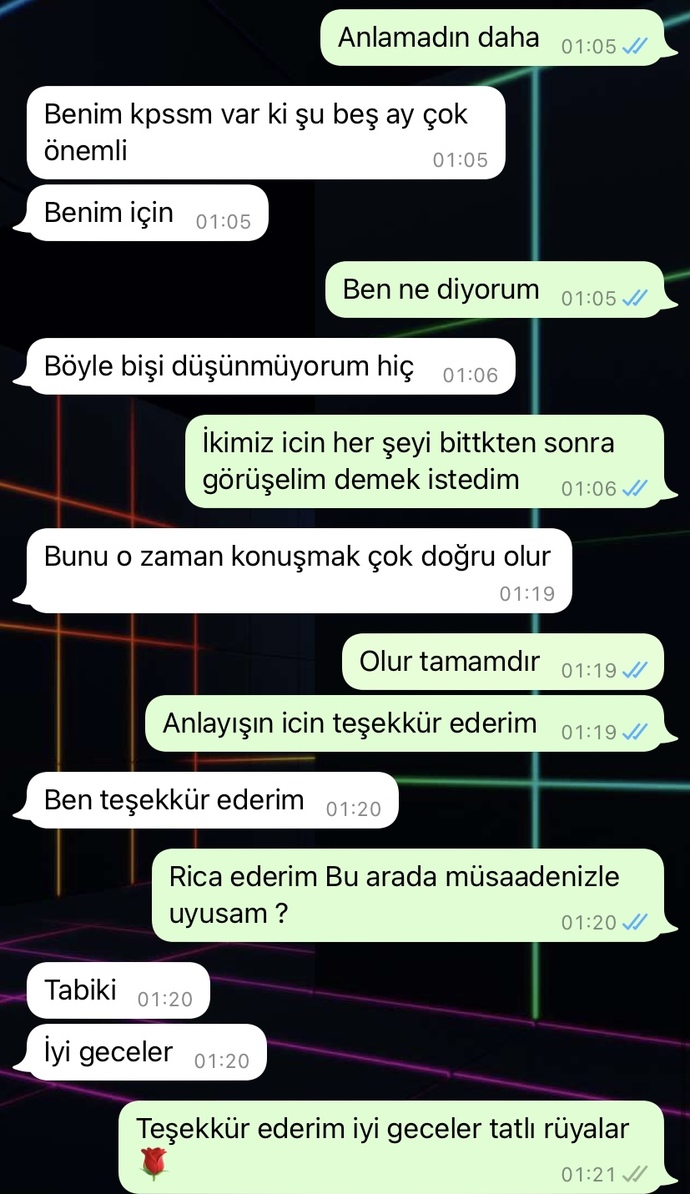 En son bana sanada 💫 diye yazdı
