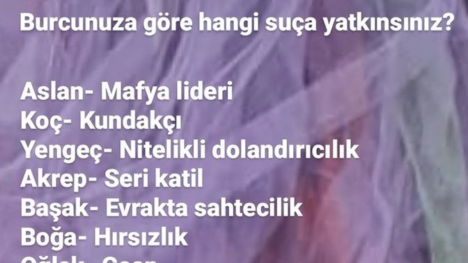 Burcunuza göre hangi suça yatkınsınız?