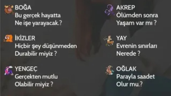 Burcuna göre hangi sorunun cevabını merak ediyorsun?