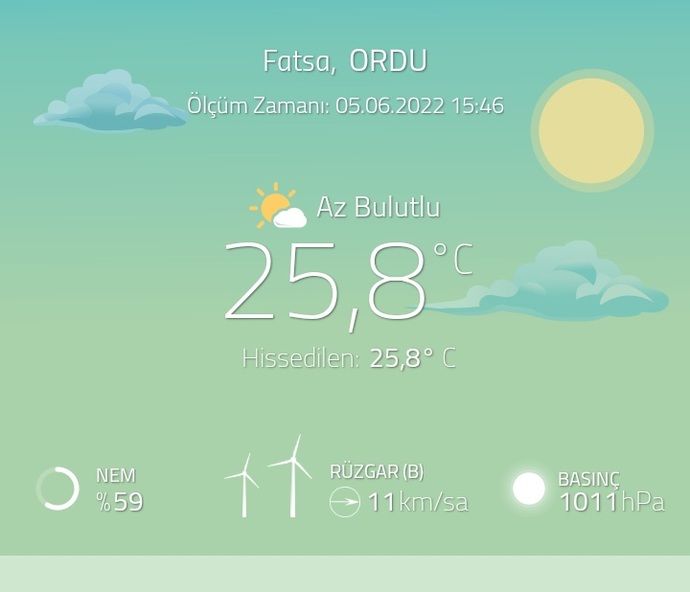 Şehriniz kaç derece bugün?