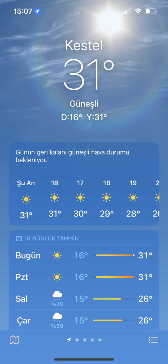 Şehriniz kaç derece bugün?