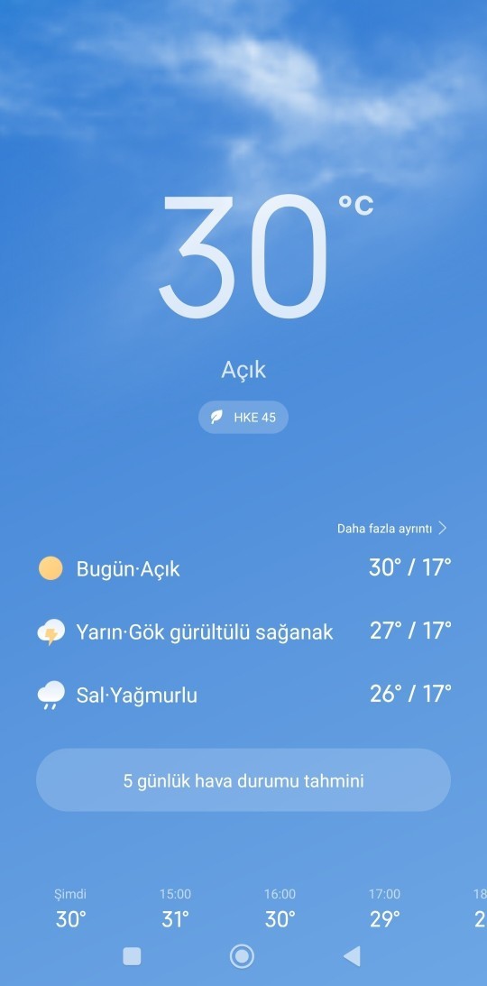 Şehriniz kaç derece bugün?