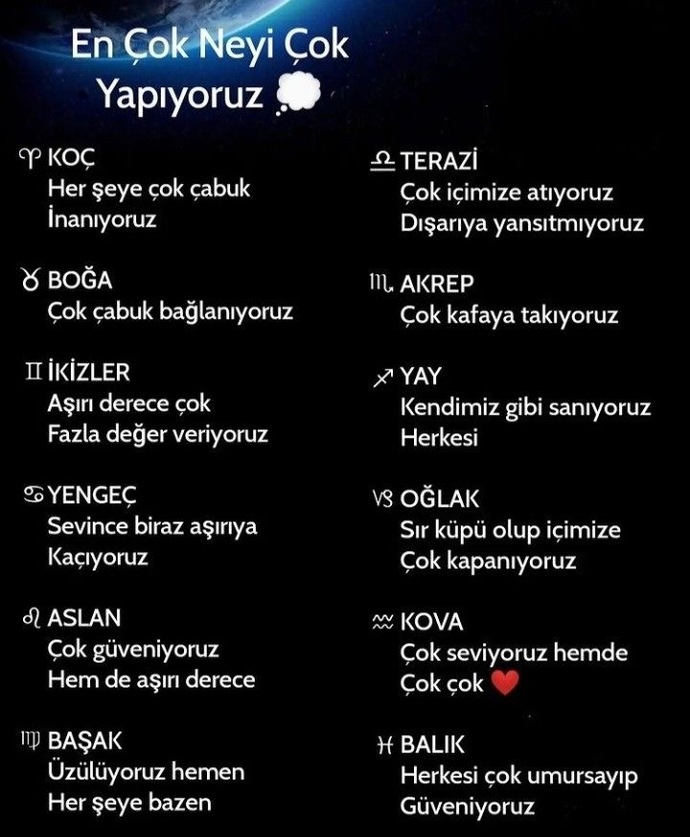 Burcuna göre neyi çok yapıyorsun?