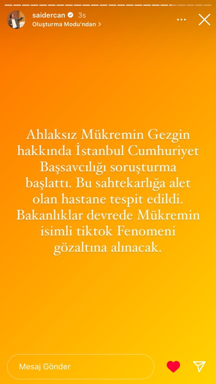 Mükremin Gezgin gözaltına alıncakmış ona ve hastaneye yardım yataklık edenlere soruşturma açılmış?