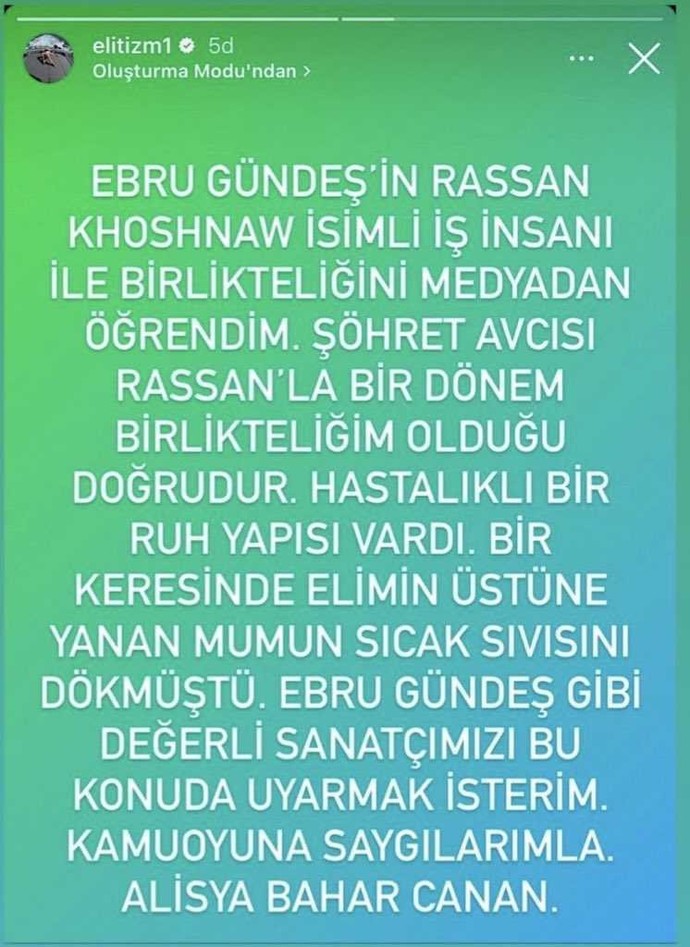 Bahar Candan, Ebru Gündeşi yeni sevgilisine karşı uyarmış. Eski sevgilinizin yeni sevgilisini uyarır mısınız?