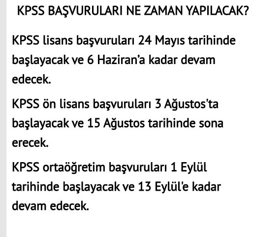 KPSS sınav başvurusu ne zaman?