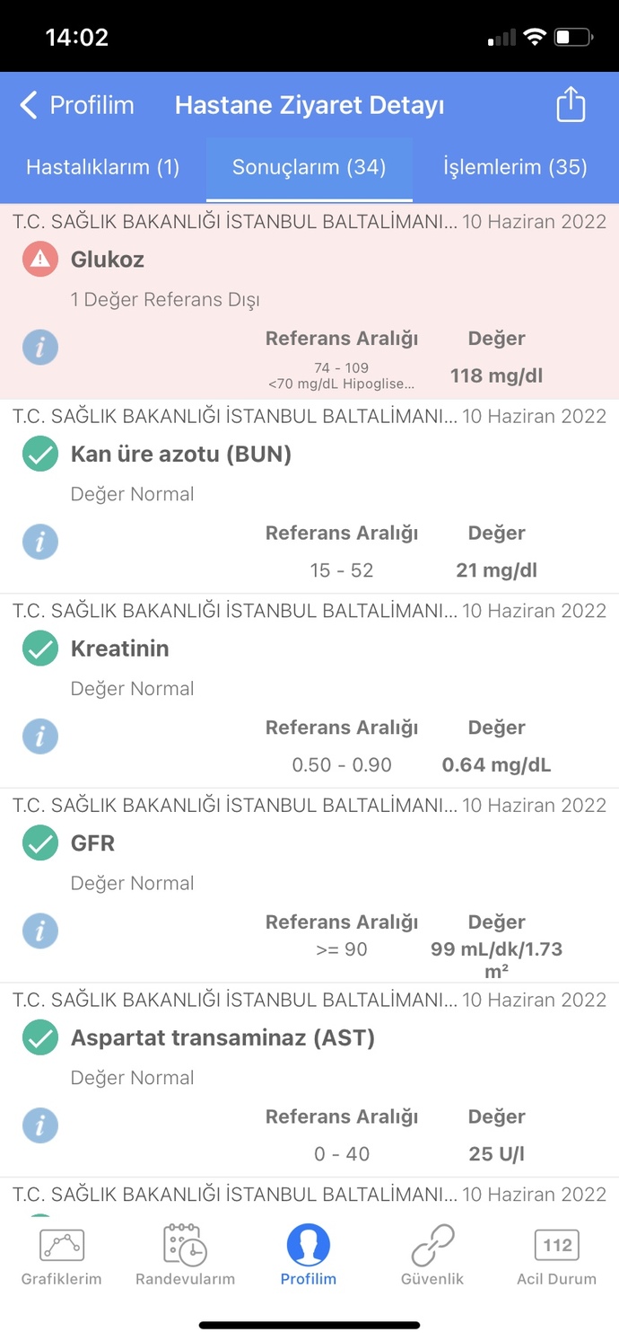 Bu değerler normal mi yüksek olan neler?