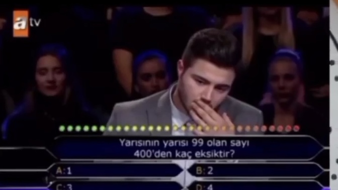 Yarısının yarısı 99 olan sayı 400’den kaç eksiktir?