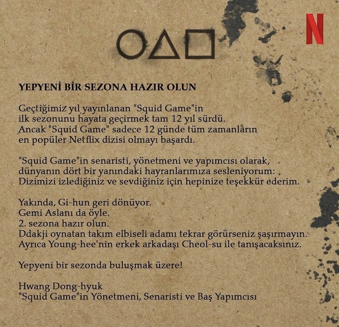 Netflix’in en çok izlenen dizilerinden Squid Game’in 2. sezon duyurusu yapıldı. İlk sezonu izlediniz mi?