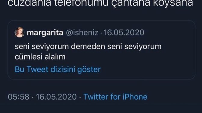 ‘Seni seviyorum’ cümlesine eşdeğer bir cümle söyler misiniz?