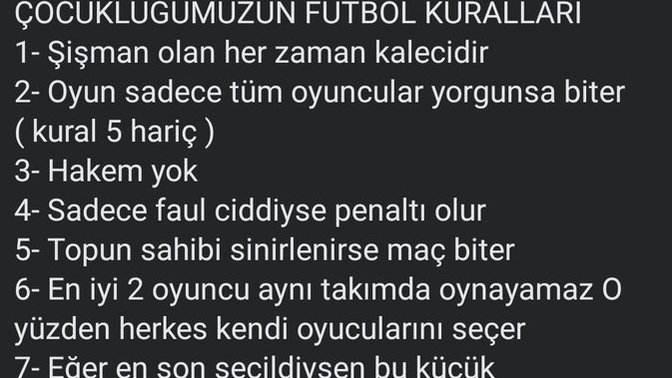 Çocukluğunuzda var olan bir futbol kuralını söyler misiniz?