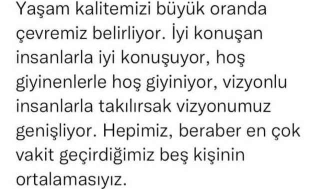 Yaşam kalitemiz 5 kişinin ortalaması mıdır?