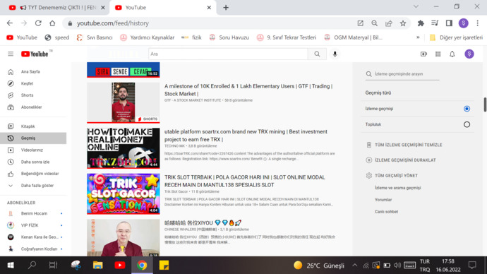 Arkadaşlar youtube izleme geçmişim neden böyle?