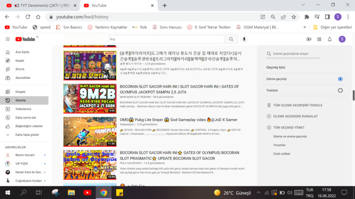 Arkadaşlar youtube izleme geçmişim neden böyle?