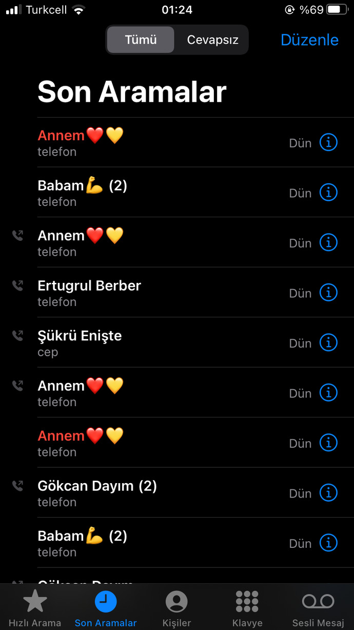 Sizi arayan son kişi kimdi?