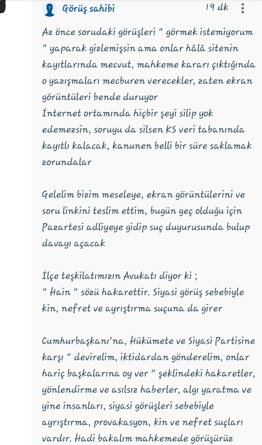 Arkadaşlar Erdoğana oy veren haindir dedim diye beni şikayet edecekmiş ceza alır mıyım?