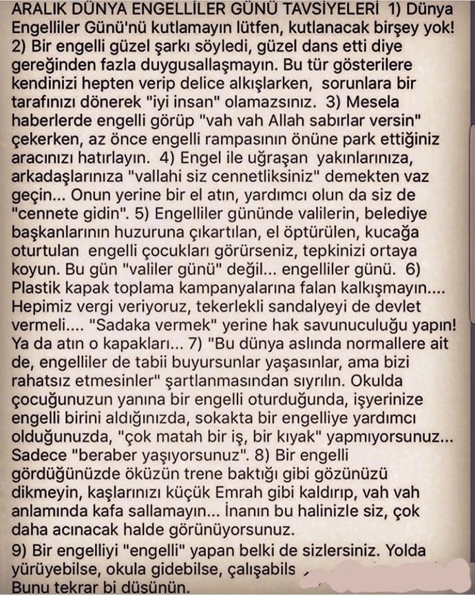 Herhangi bir fiziksel engeliniz var mı? Engelli insanlara bakış açınız nasıldır?