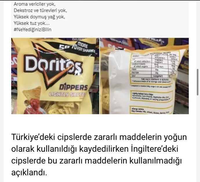 Yediginiz, Cipslerin İngiltere’de Türkiye gibi insanlara zararsız üretildiğini biliyormuydunuz?