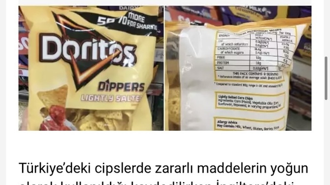 Yediginiz, Cipslerin İngiltere’de Türkiye gibi insanlara zararsız üretildiğini biliyormuydunuz?