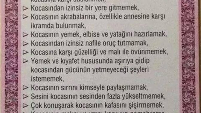 Bugün, erkeğin (kocan) için ne yaptın?