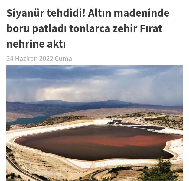 Altın uğruna çevreyi katlediyorlar, Erzincanda tonlarca zehirli su Fırat nehrine karışmış, duydunuz mu?