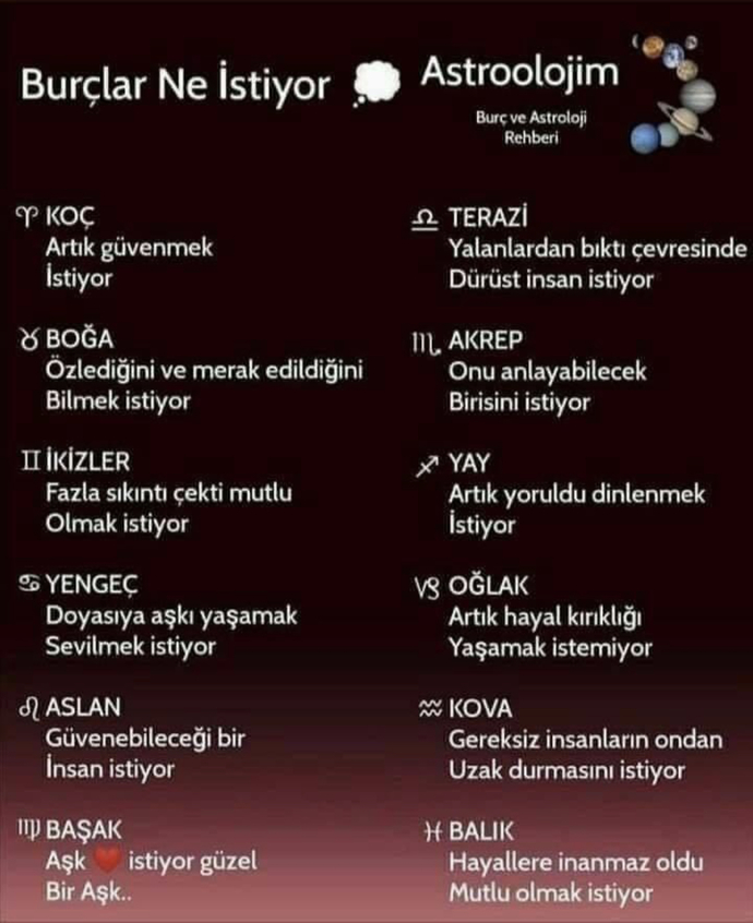 Burcuna göre ne istiyorsun?