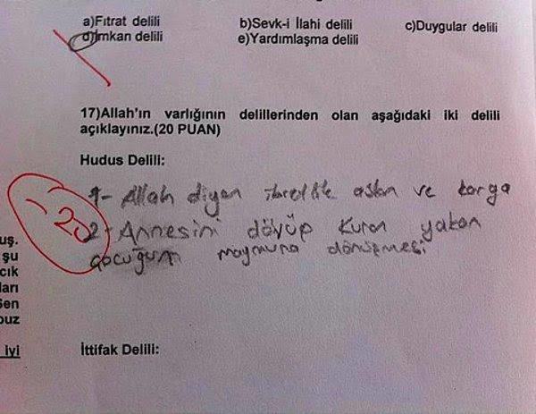 Öğretmenin yerinde siz olsanız bu cevabı yazan çocuğa nasıl ceza verirdiniz?