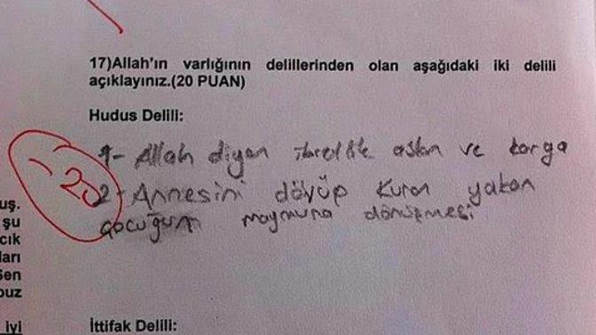 Öğretmenin yerinde siz olsanız bu cevabı yazan çocuğa nasıl ceza verirdiniz?