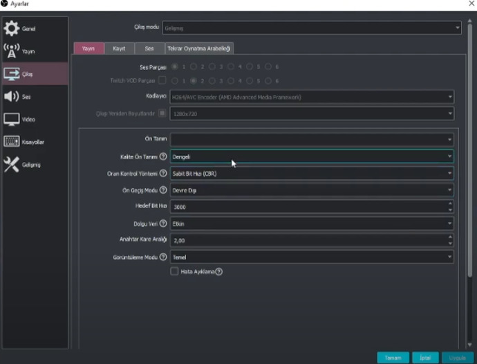 Twitch OBS ayarları nasıl olmalı?