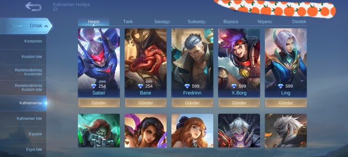 Mobile Legends hero nasıl hediye edilir?