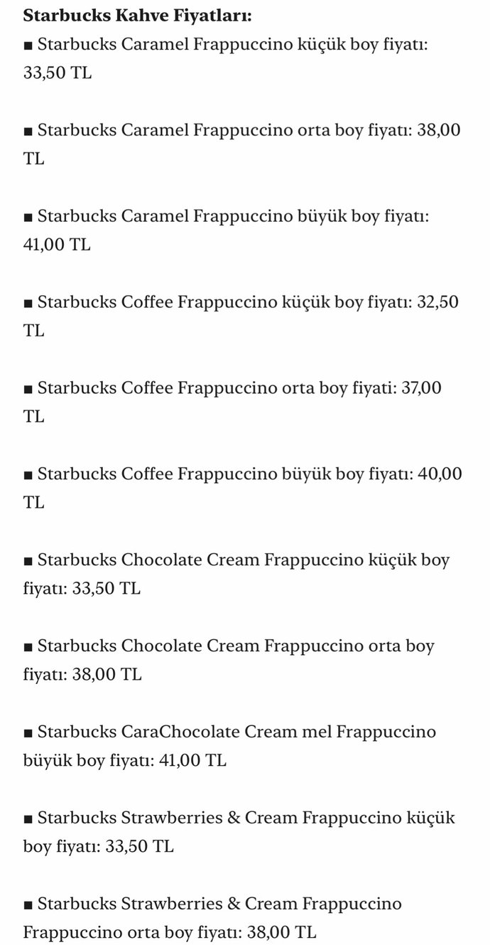 Starbucks, ürünlerine %20 zam yaptı, en ucuz kahvesi 24,5 TL oldu! Dışarıda bir kahve içmek hayal mi oldu?