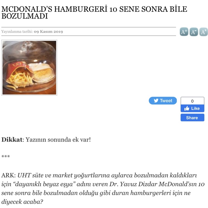 Hamburger yemek. mcdonald’s hamburgeri 10 sene sonra bile bozulmadı?