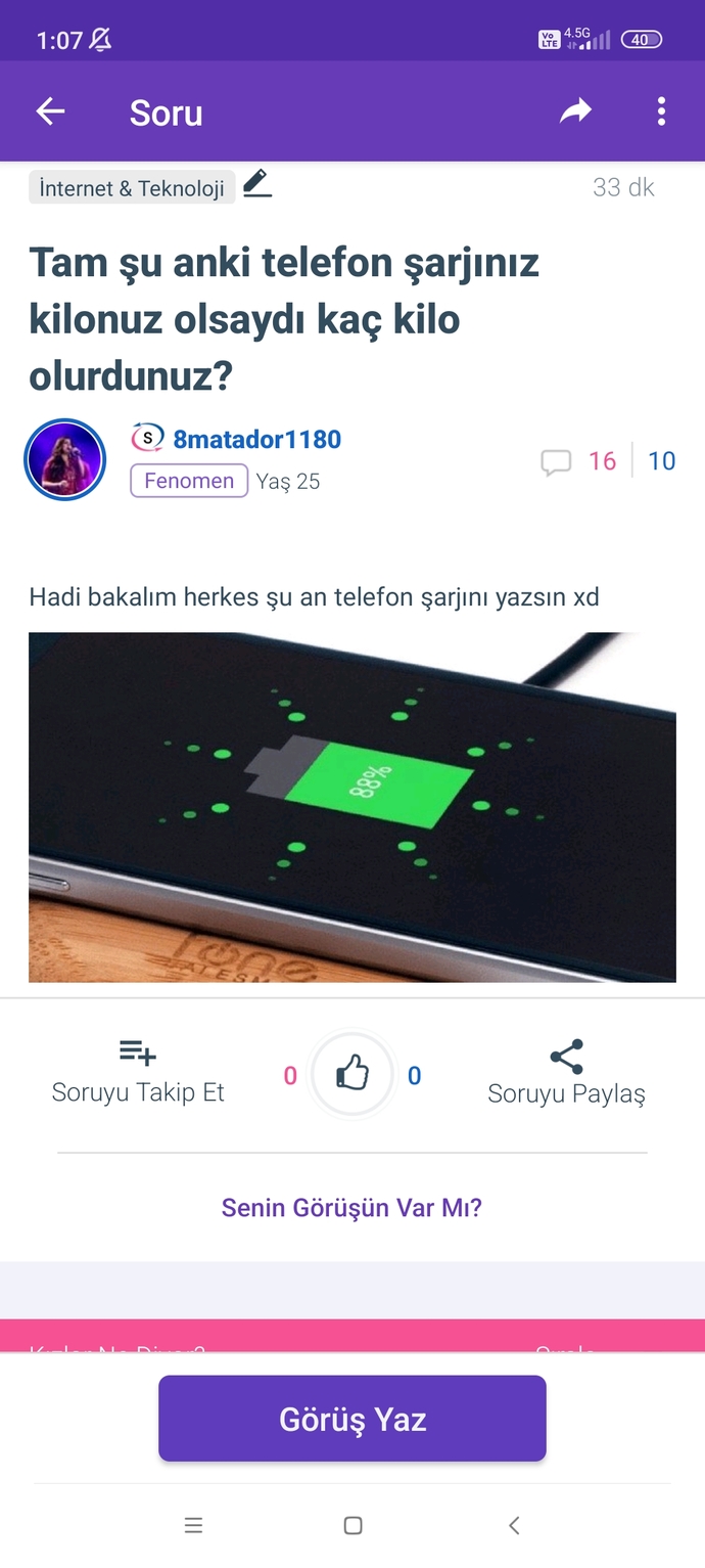 Tam şu anki telefon şarjınız kilonuz olsaydı kaç kilo olurdunuz?