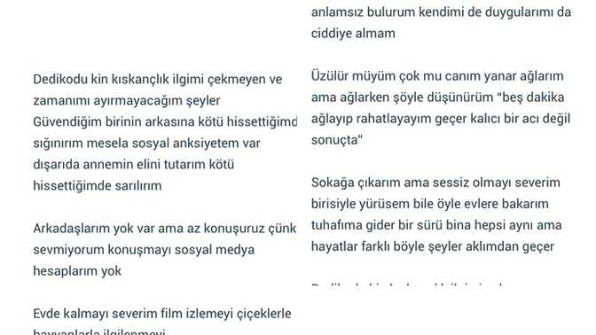 İçe dönük, konuşmayı pek sevmeyen biriyle sevgili olur muydun ya da en basiti benim gibi biriyle?