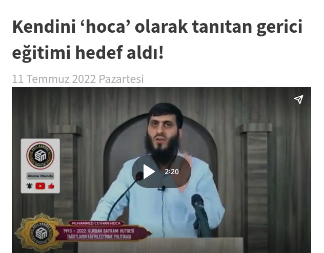 Kendini ‘hoca’ olarak tanıtan gerici eğitim seviyesi geliştikçe kafir sayısı artıyor demiş, duydunuz mu?