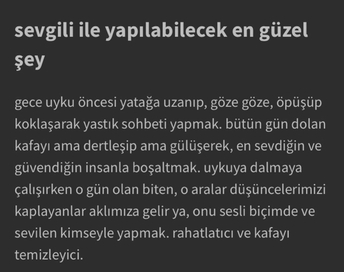 Sevgili ile yapılacak en guzel sey nedir?