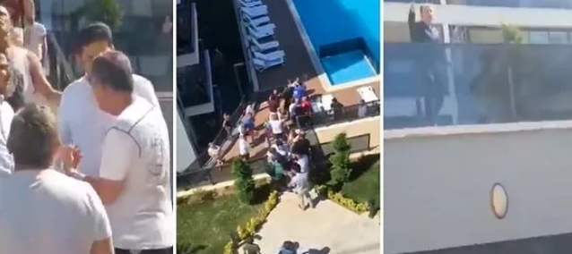 Yabancı grubun zorla site havuzuna girmek istediği görüntüler gündem oldu! Sizce izin verilmeli miydi?